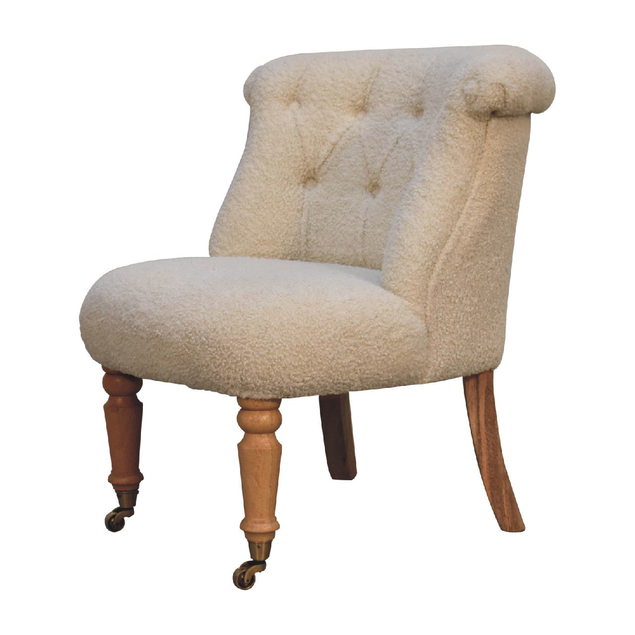 boucle cream accent chair