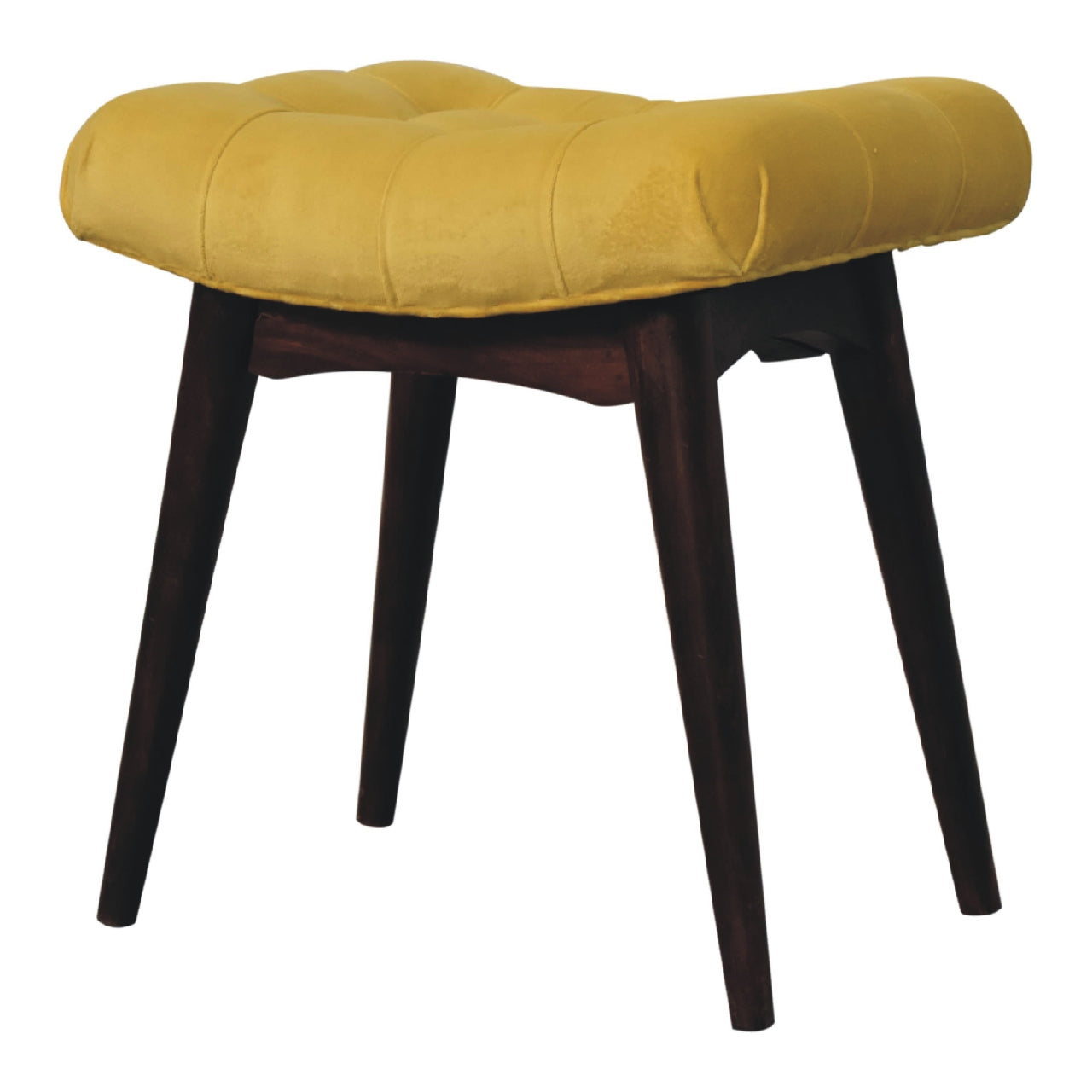 mini mustard cotton velvet curved bench