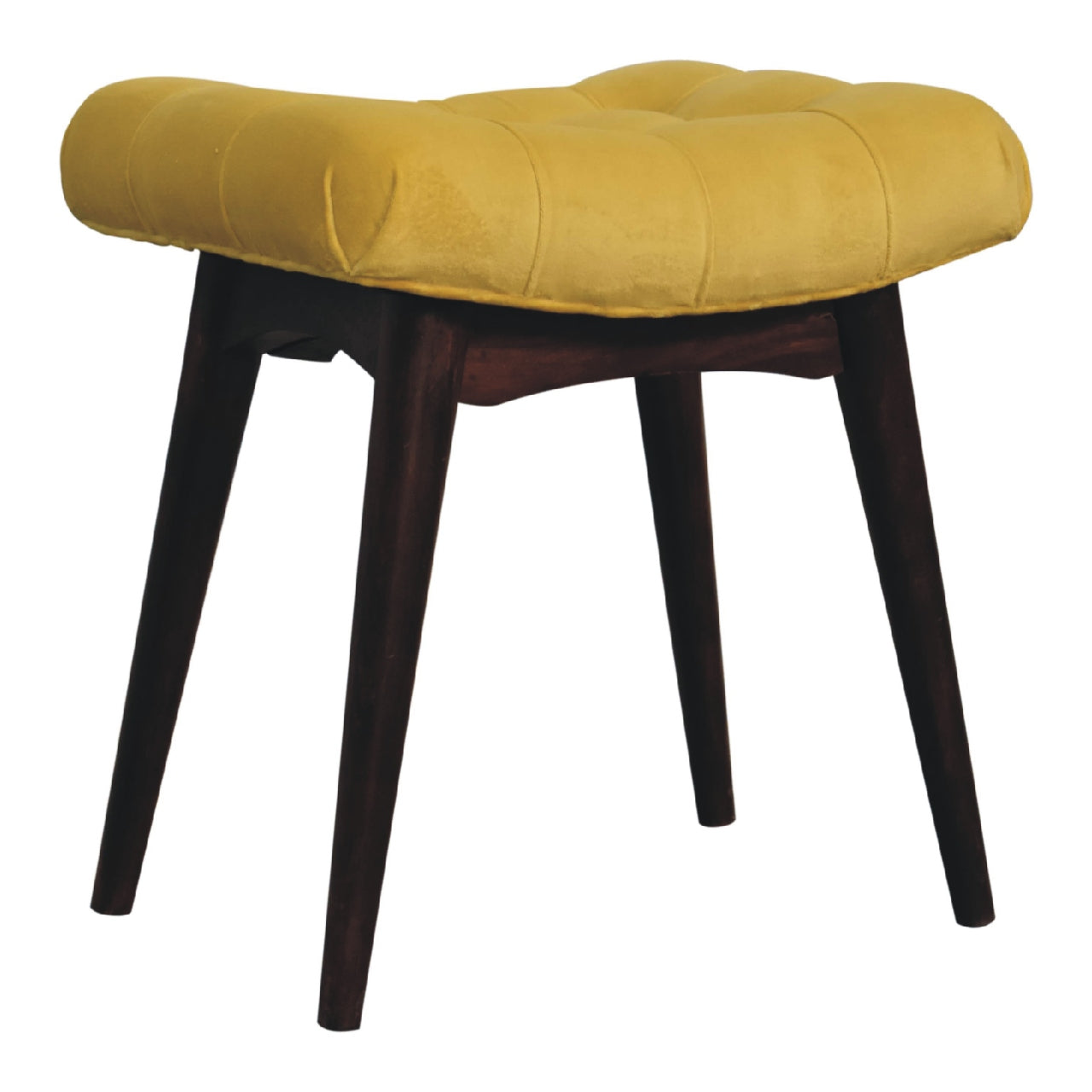 mini mustard cotton velvet curved bench