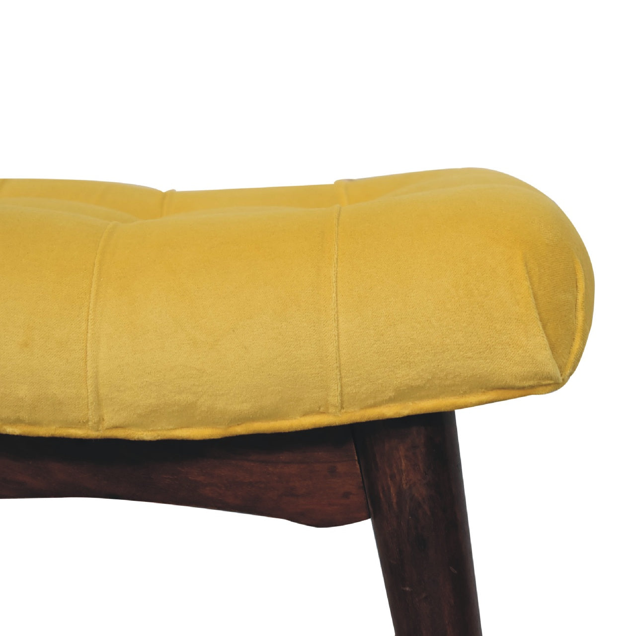 mini mustard cotton velvet curved bench