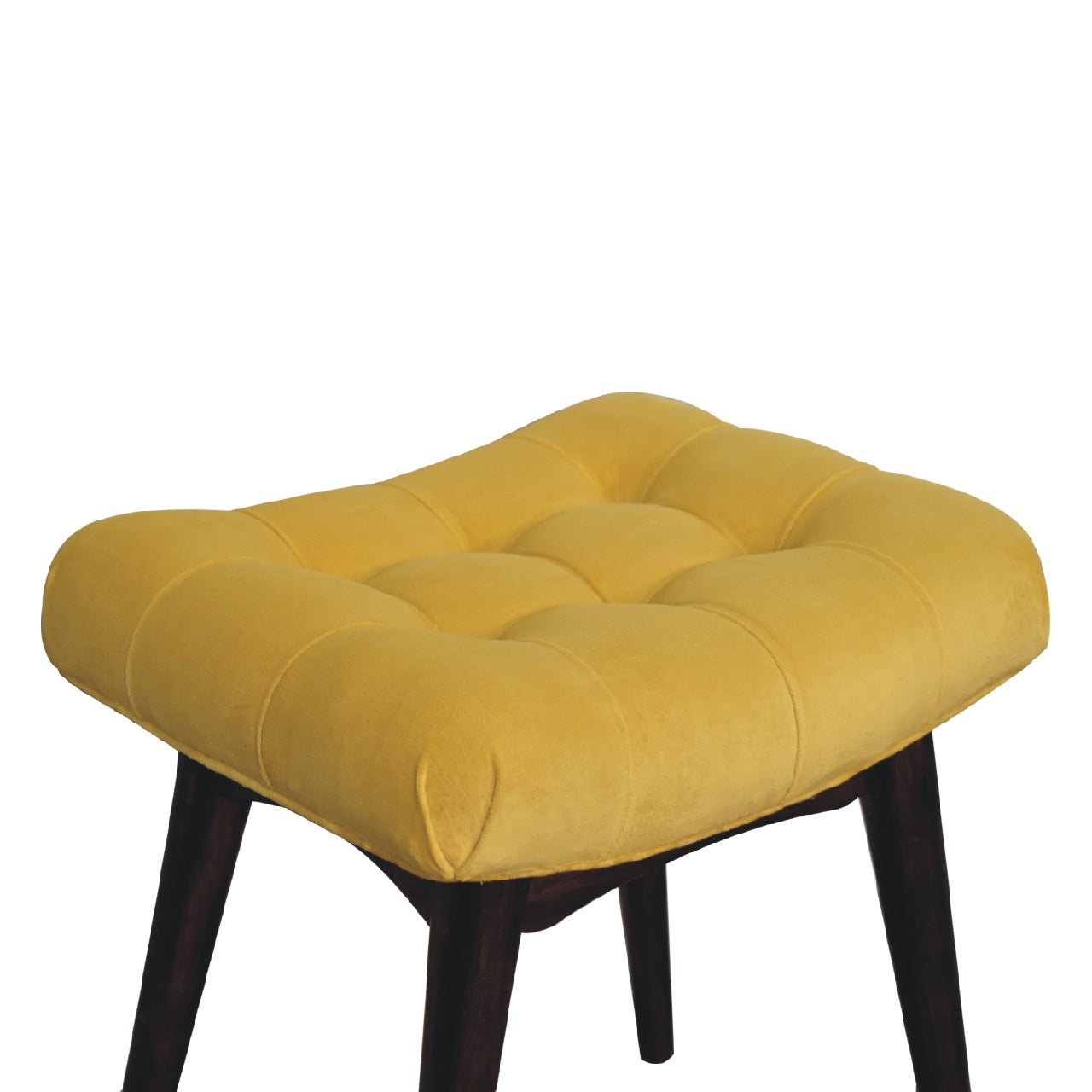 mini mustard cotton velvet curved bench