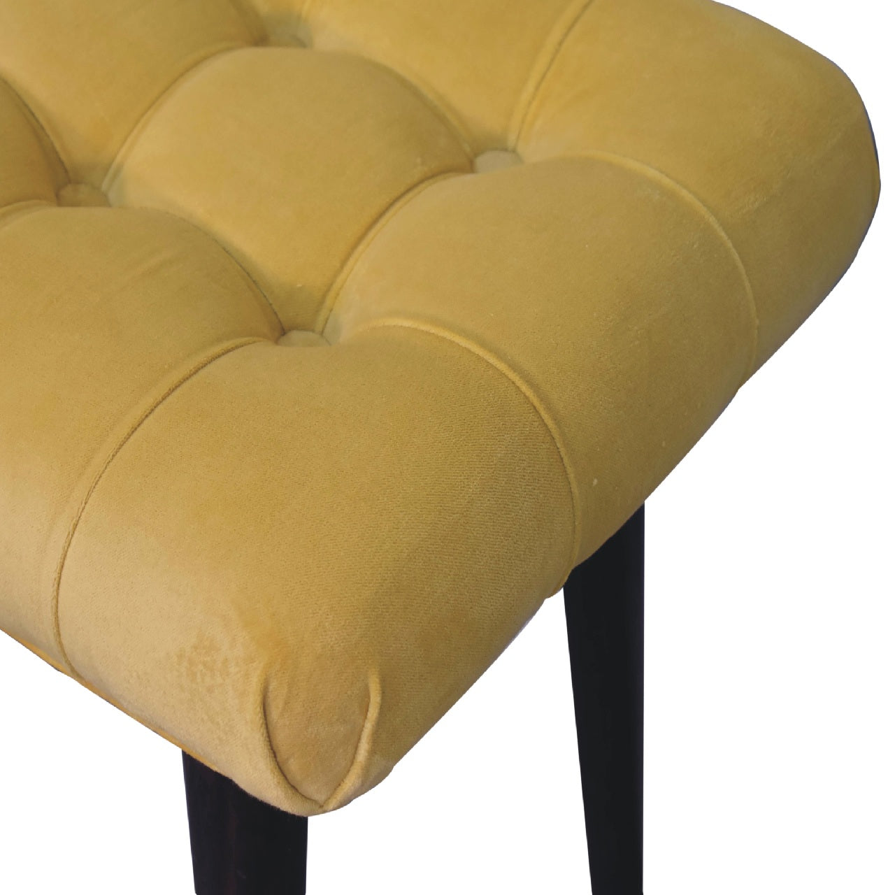 mini mustard cotton velvet curved bench
