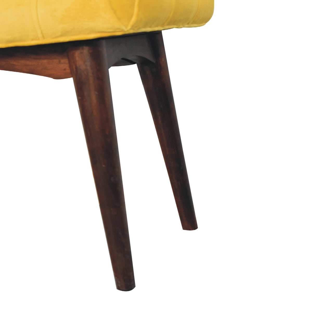 mini mustard cotton velvet curved bench