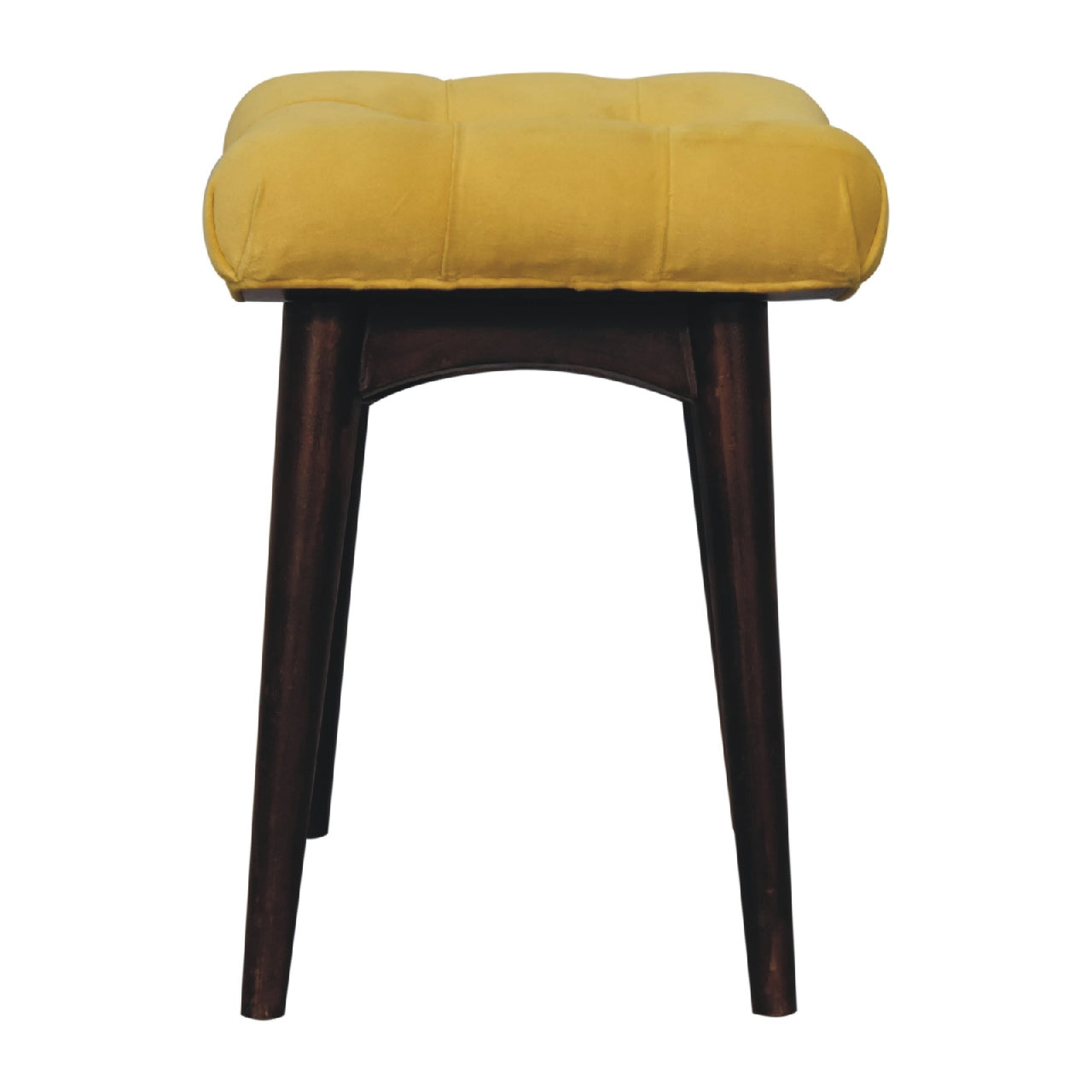 mini mustard cotton velvet curved bench