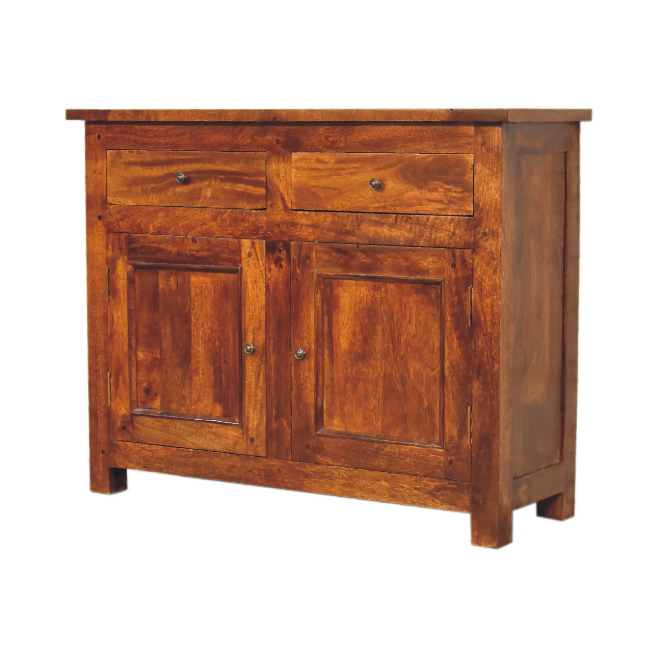 chestnut small sideboard with 2 drawers