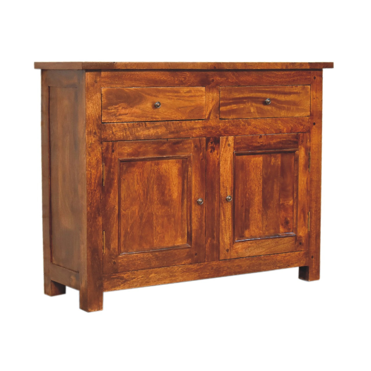 chestnut small sideboard with 2 drawers