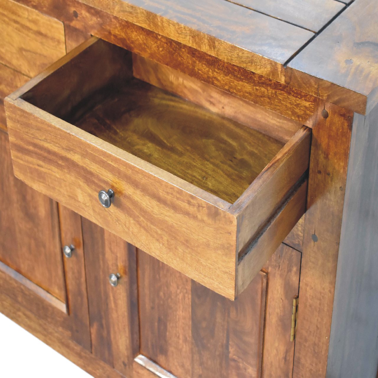 chestnut small sideboard with 2 drawers