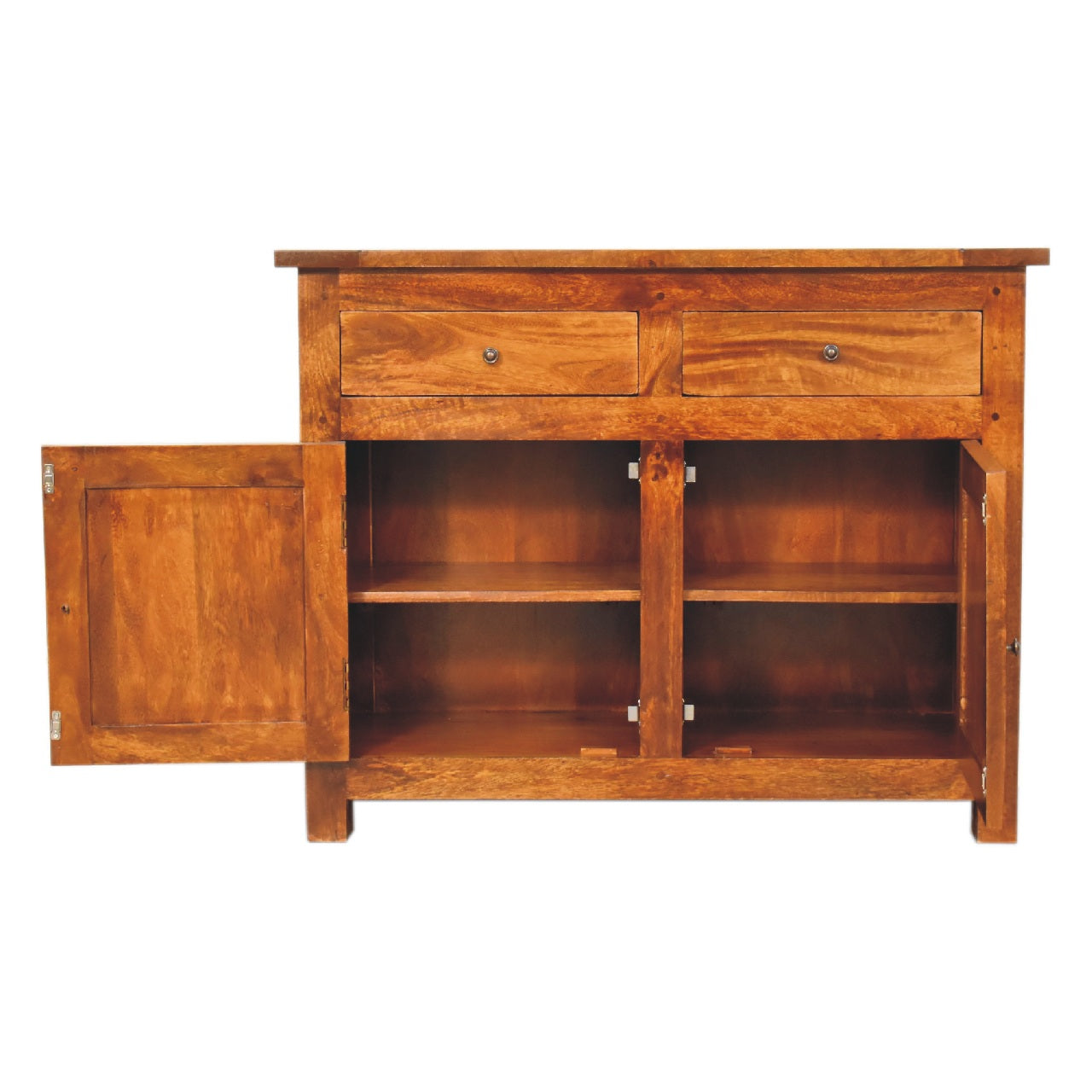 chestnut small sideboard with 2 drawers