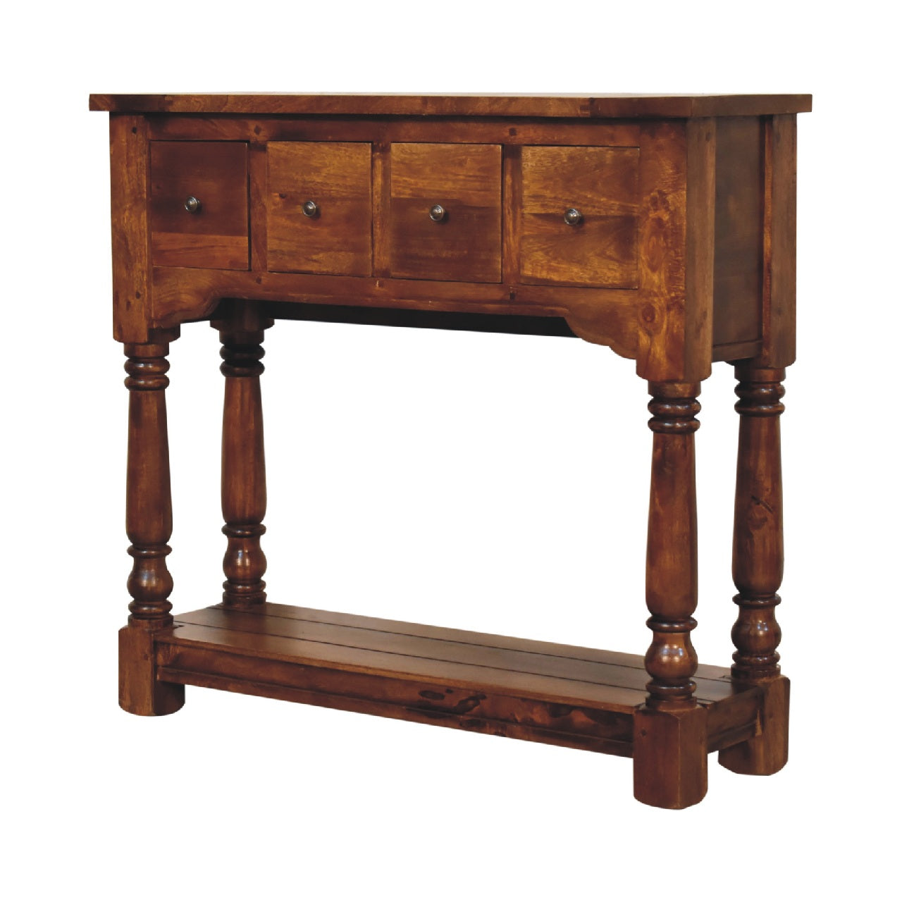 chestnut 4 drawer console table