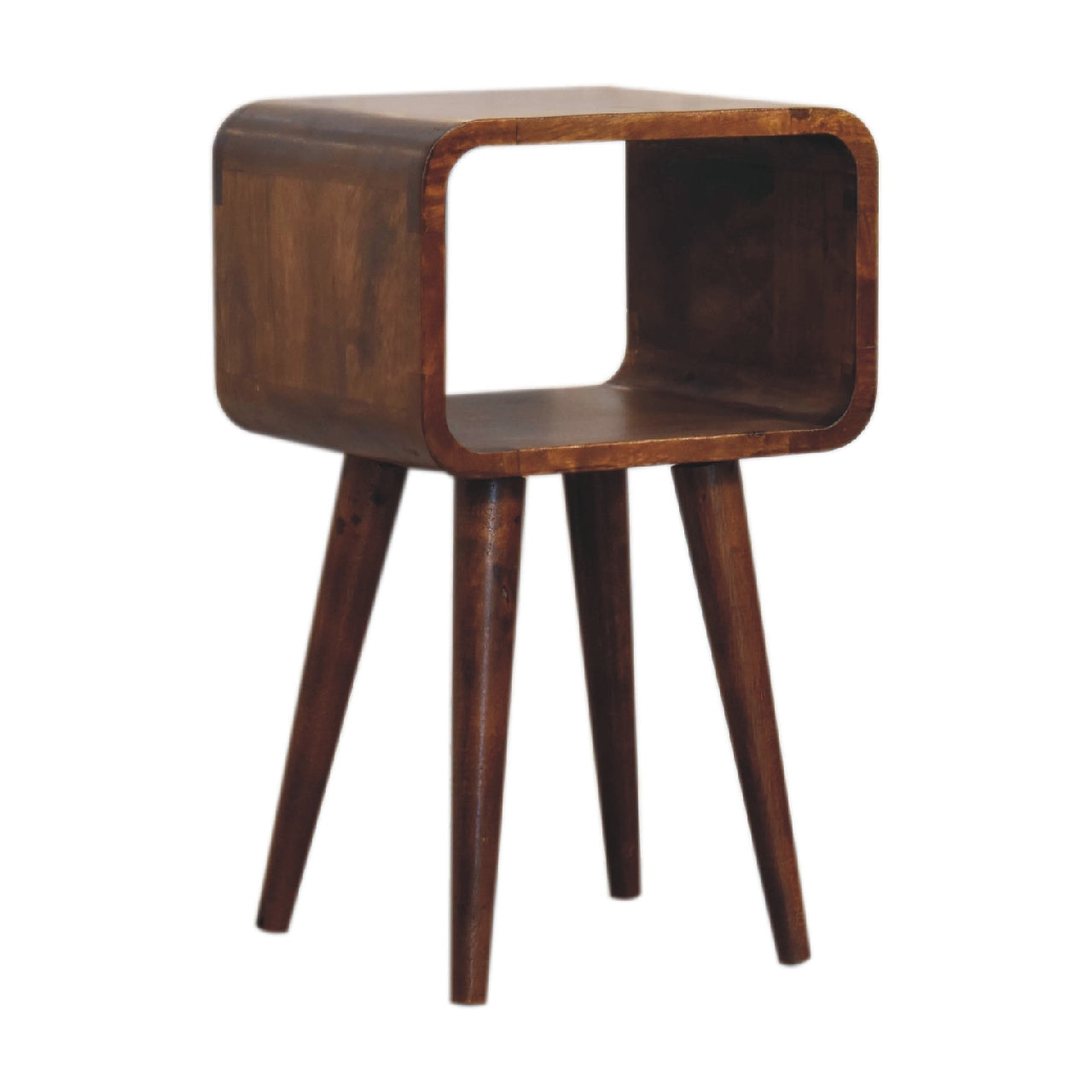 mini chestnut curved open bedside