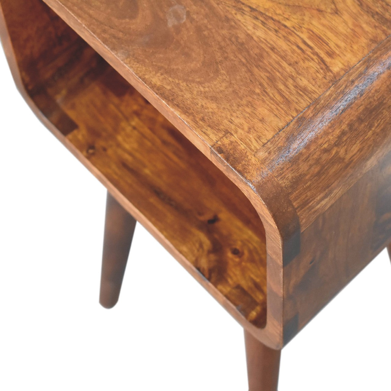 mini chestnut curved open bedside