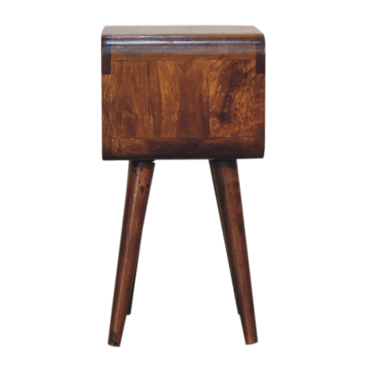 mini chestnut curved open bedside