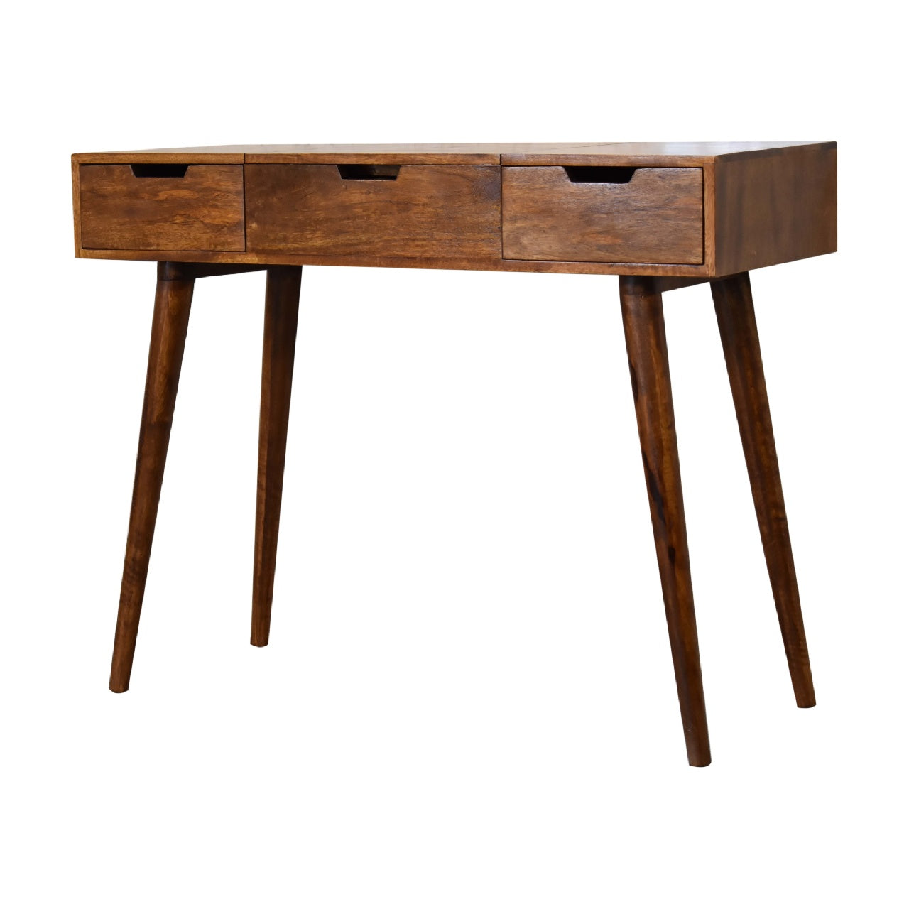 chestnut dressing table with foldable mirror 1