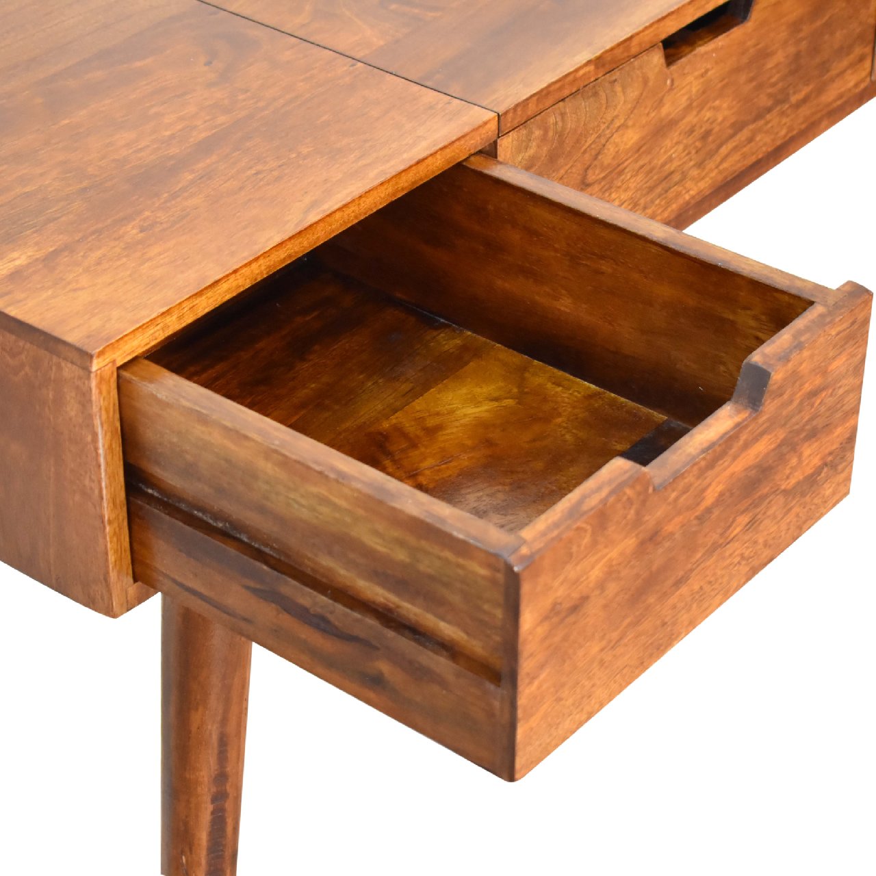 chestnut dressing table with foldable mirror 1
