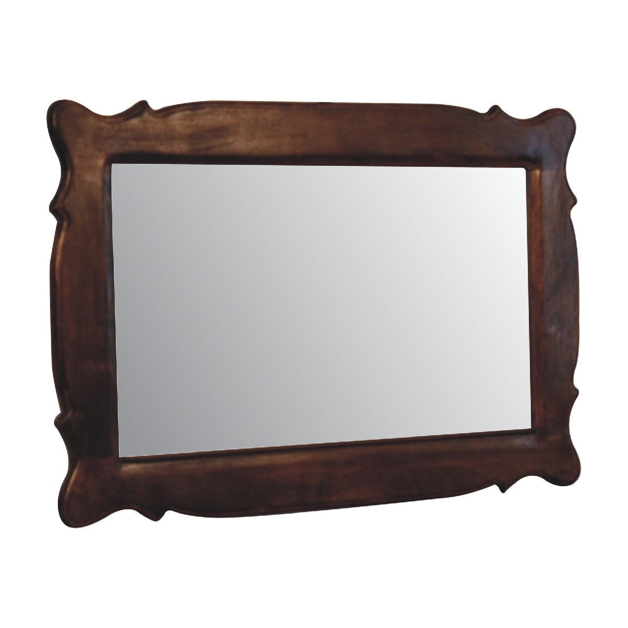 chestnut hand carved oblong mirror