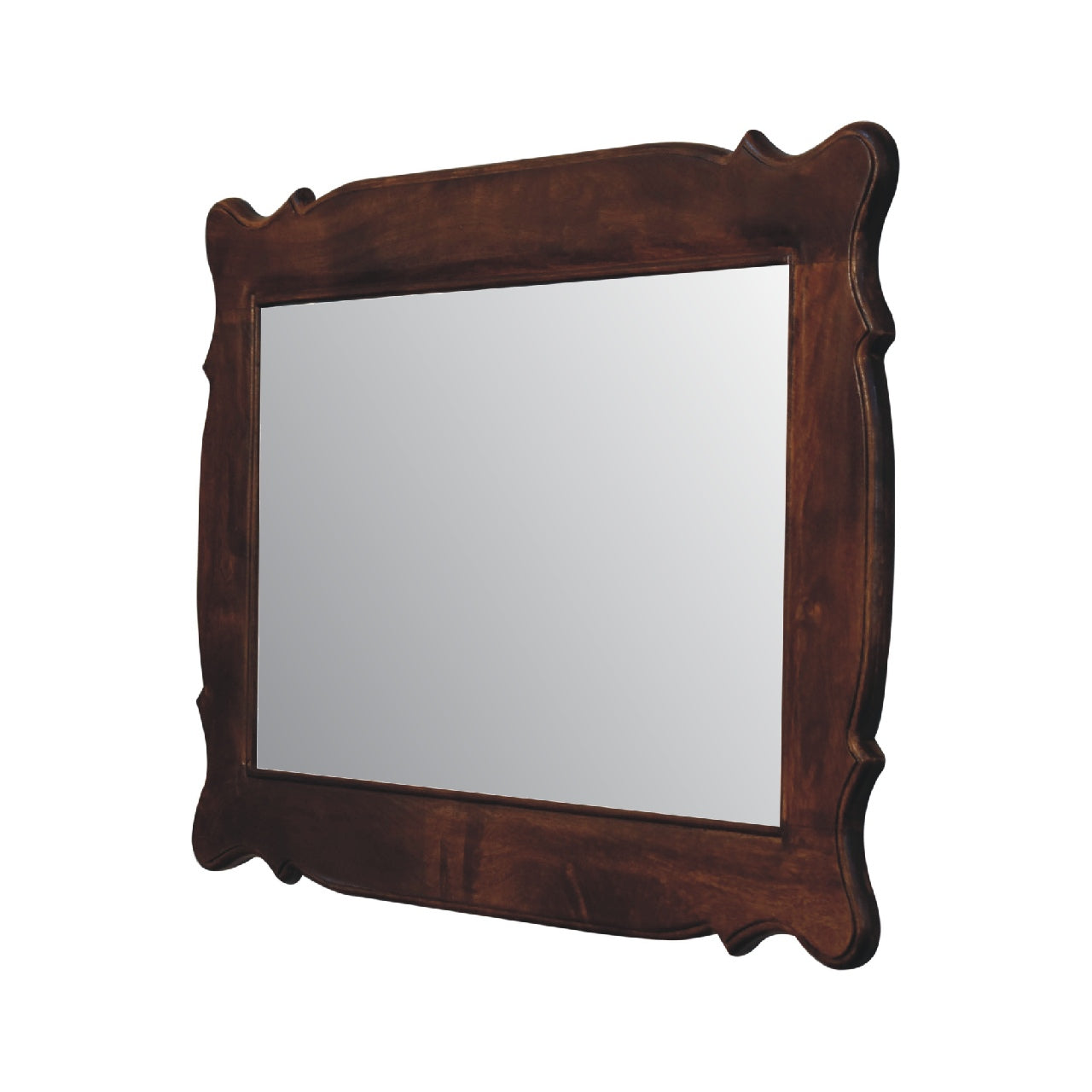 chestnut hand carved oblong mirror