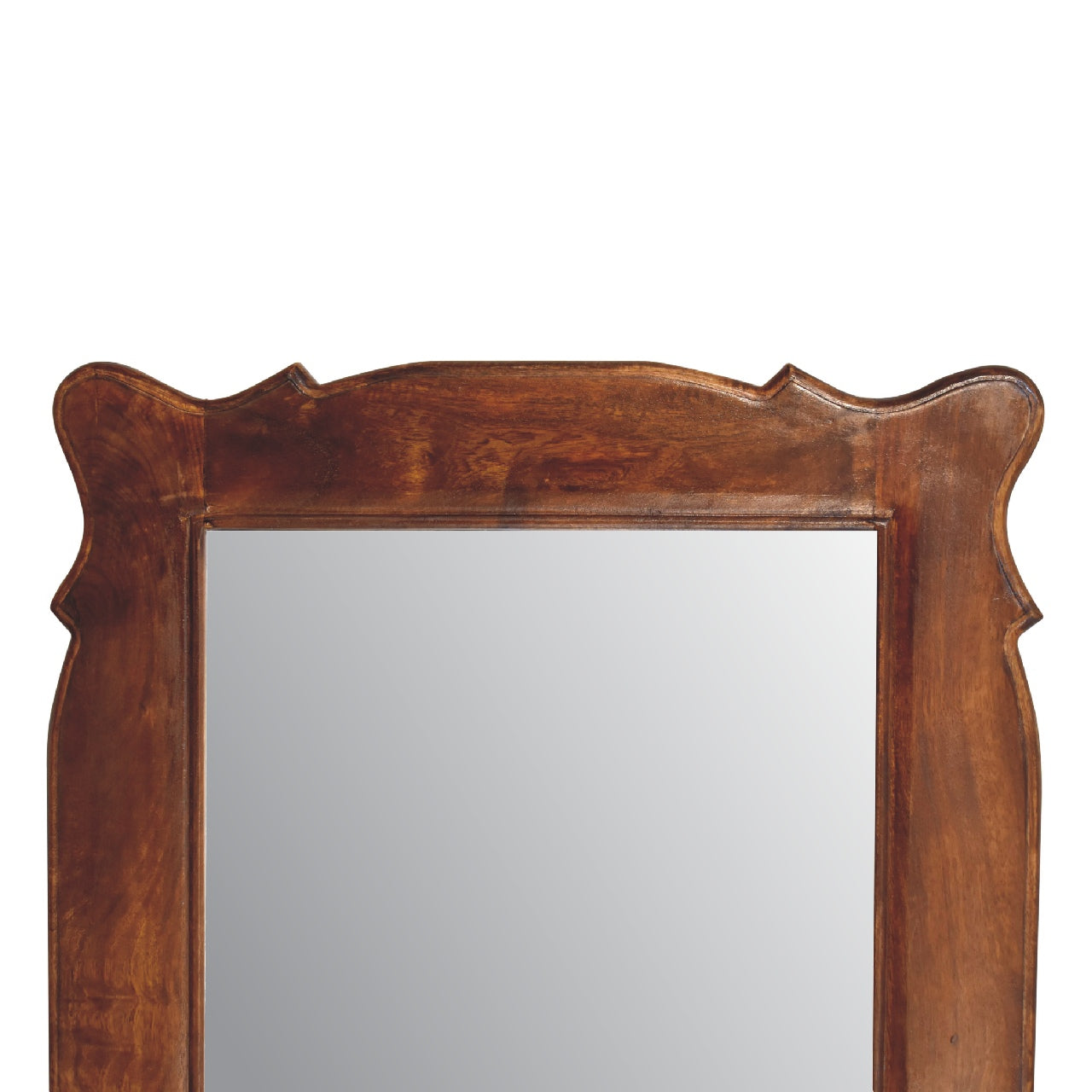 chestnut hand carved oblong mirror