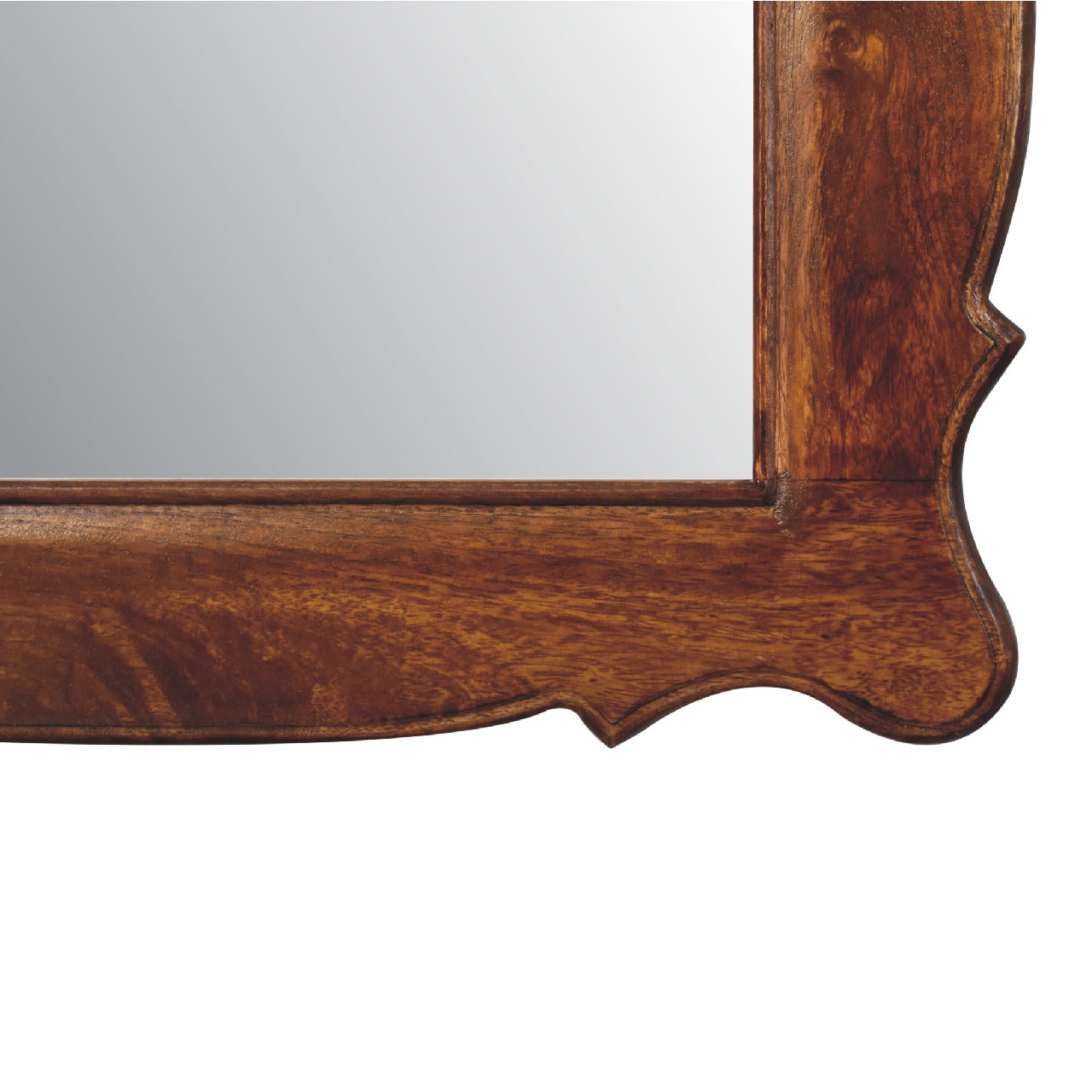 chestnut hand carved oblong mirror