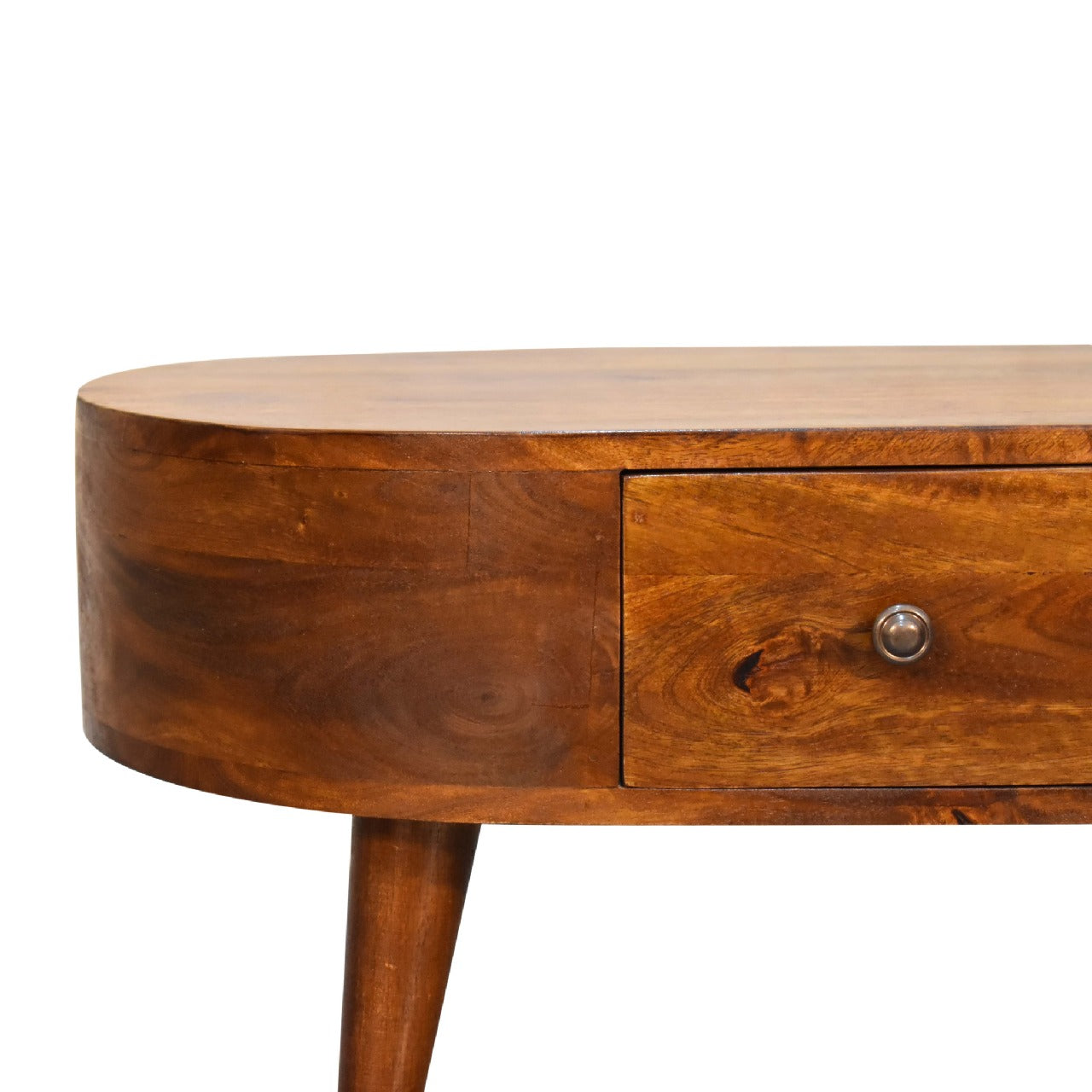 mini chestnut rounded coffee table