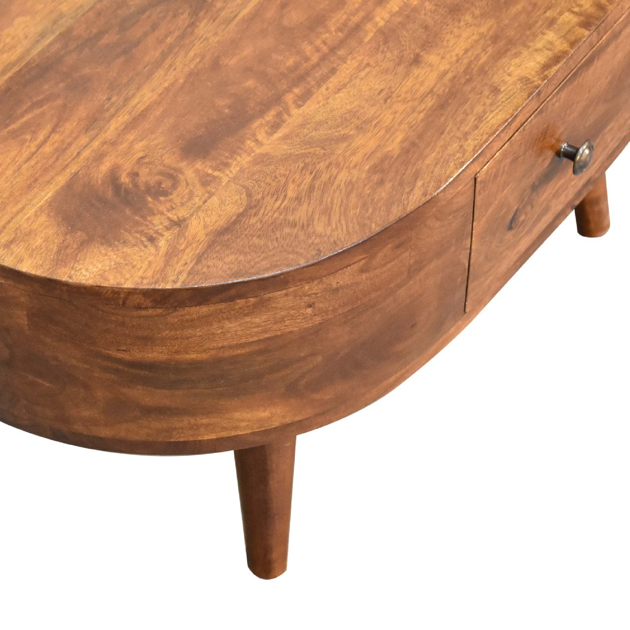 mini chestnut rounded coffee table