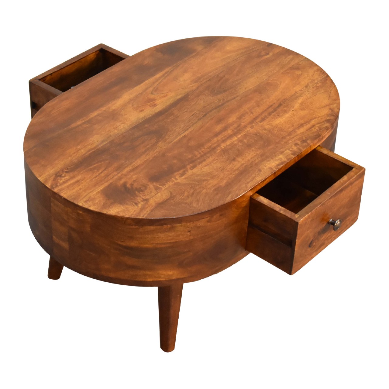 mini chestnut rounded coffee table