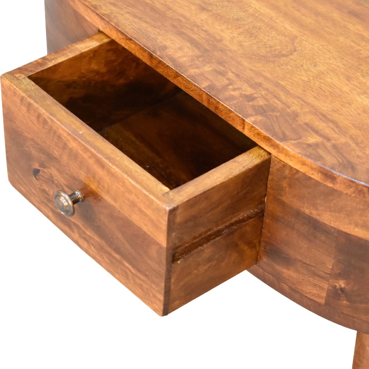 mini chestnut rounded coffee table