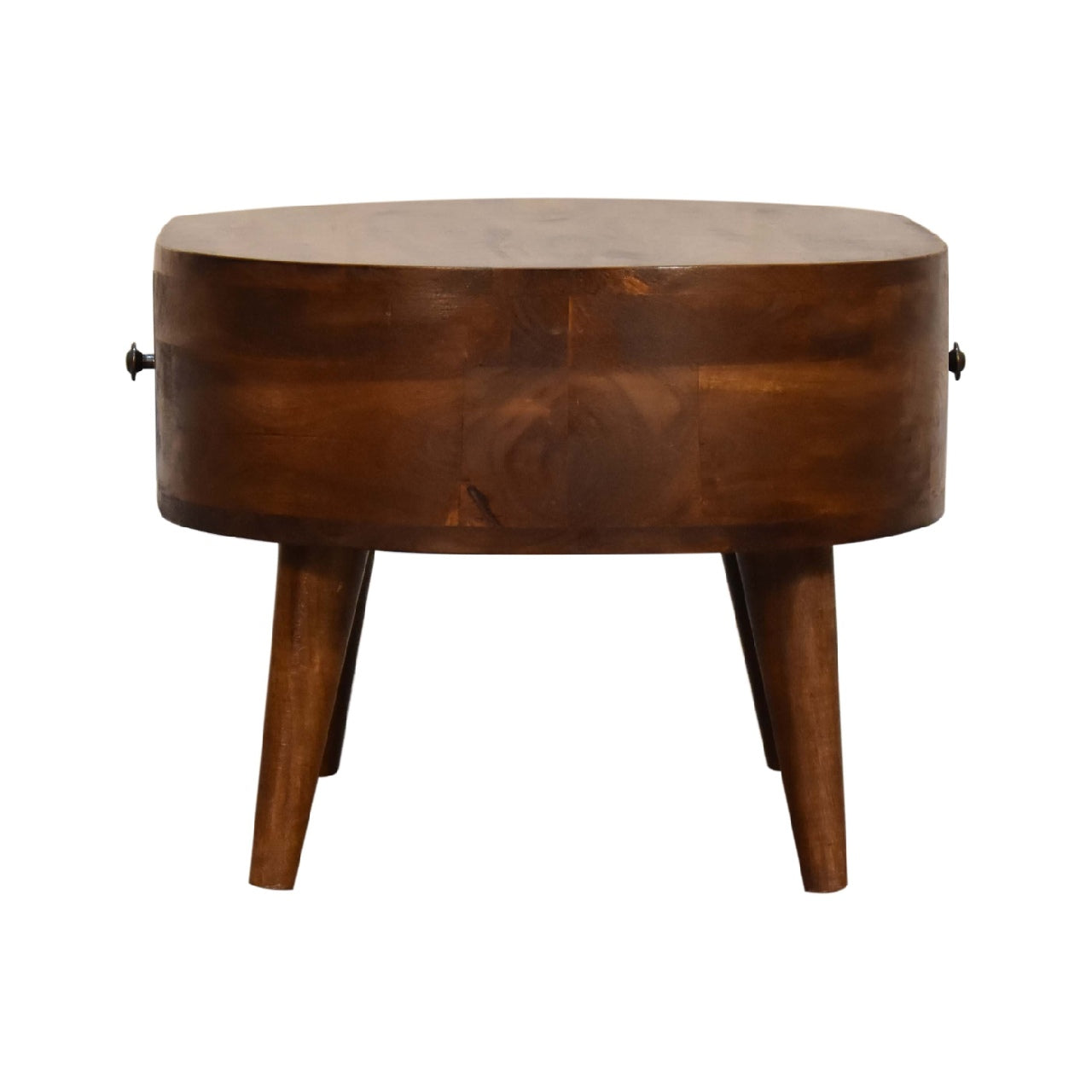 mini chestnut rounded coffee table