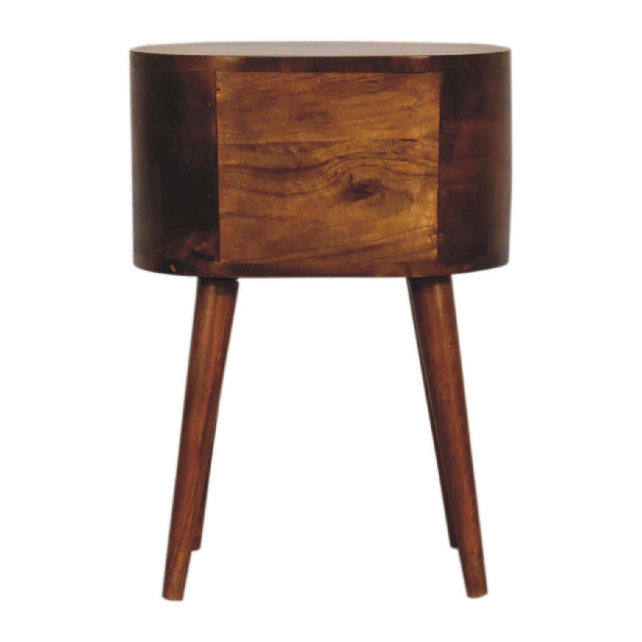 mini chestnut rounded bedside table