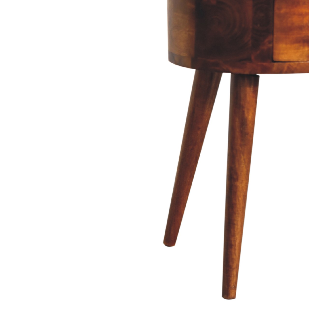 mini chestnut rounded bedside table