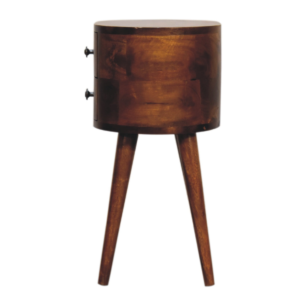 mini chestnut rounded bedside table
