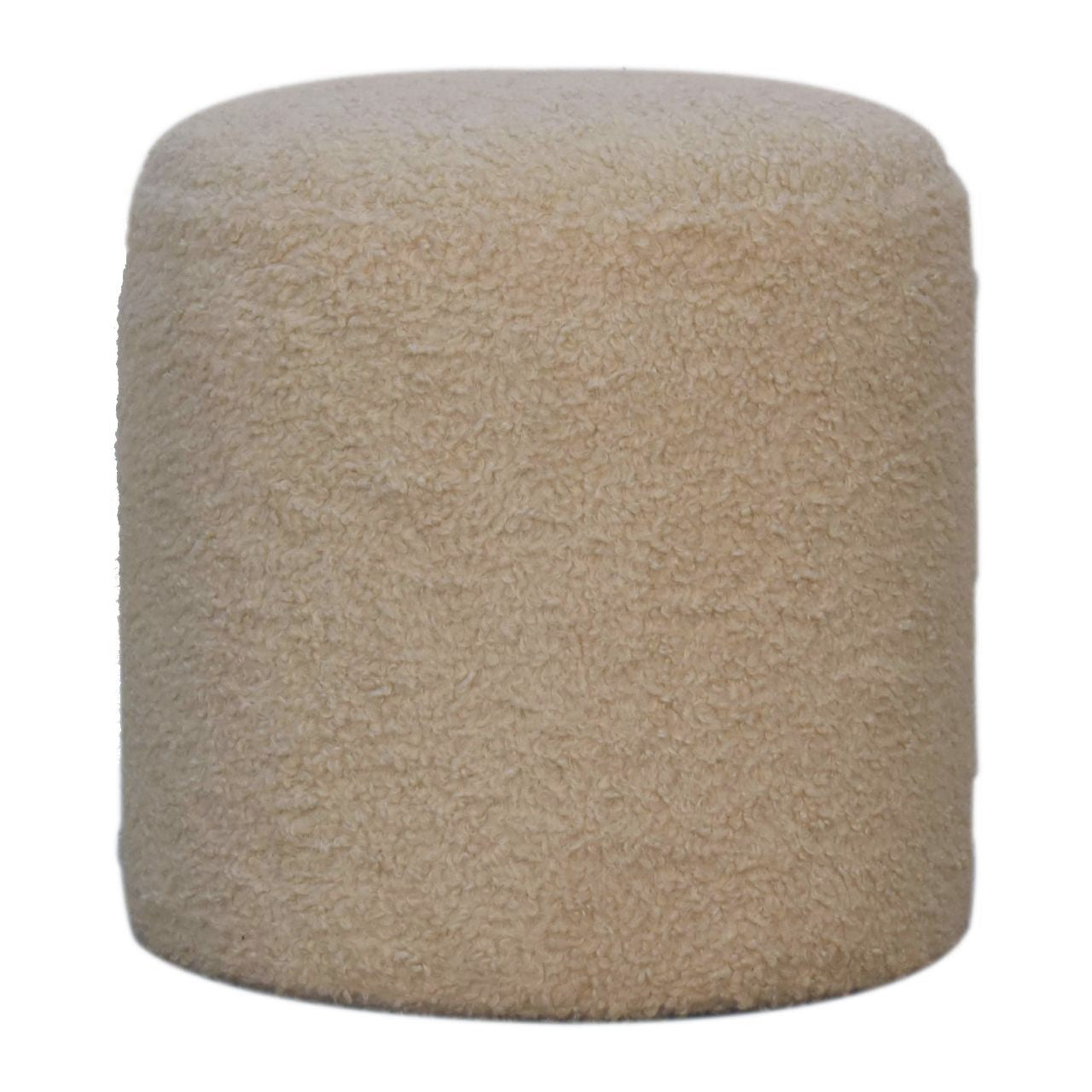 boucle cream round footstool