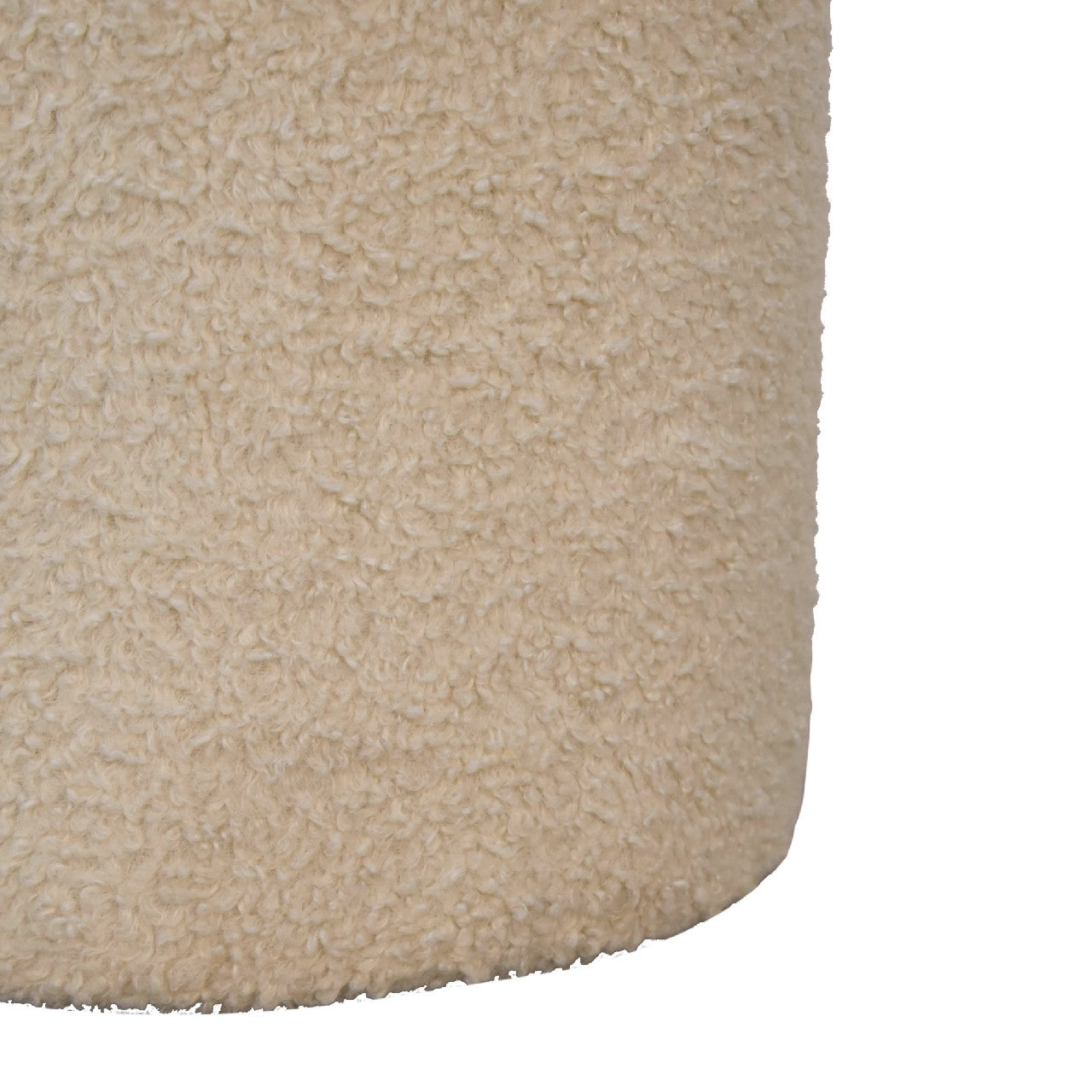 boucle cream round footstool