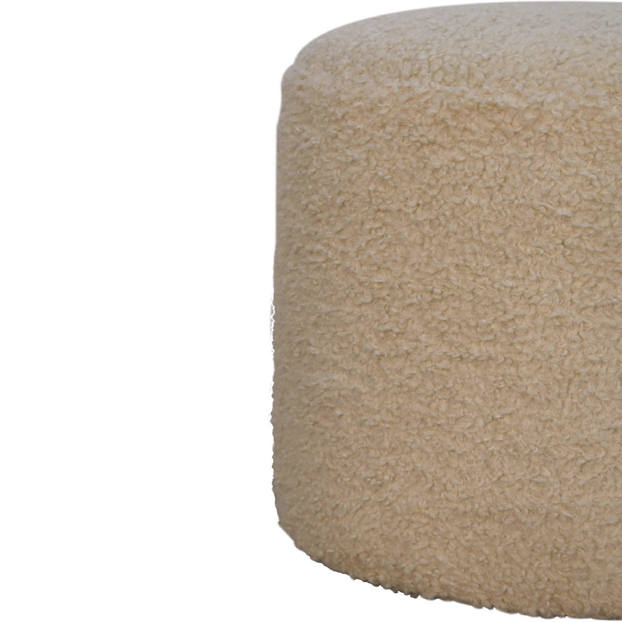 boucle cream round footstool