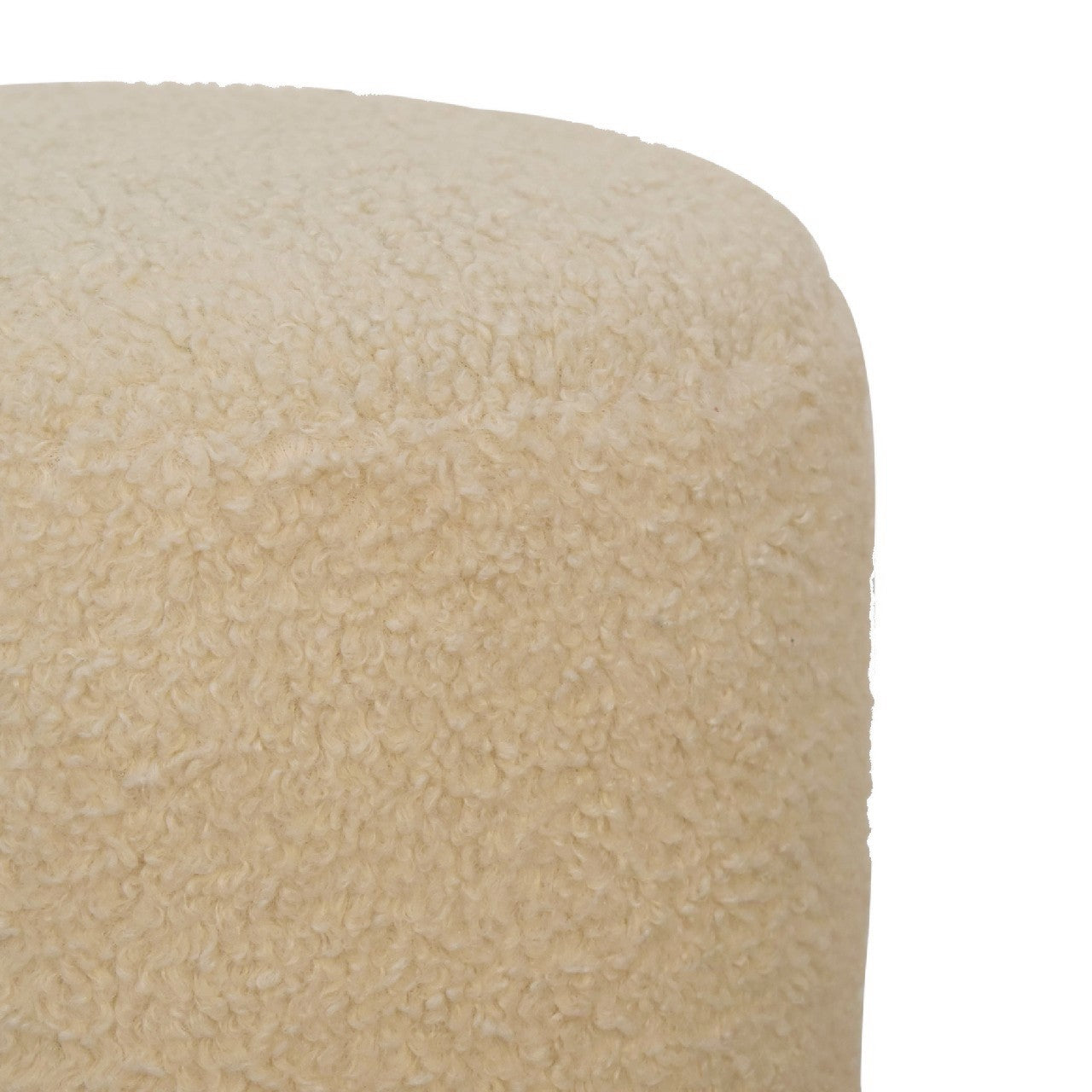 boucle cream round footstool