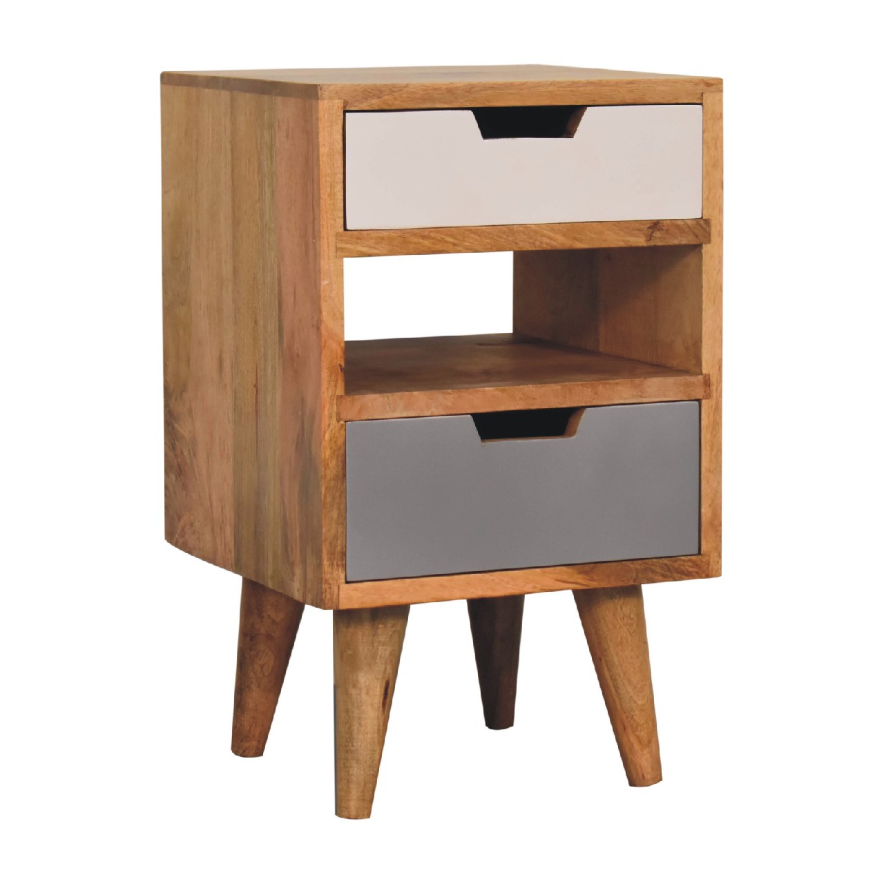 mini grey and white cut out bedside