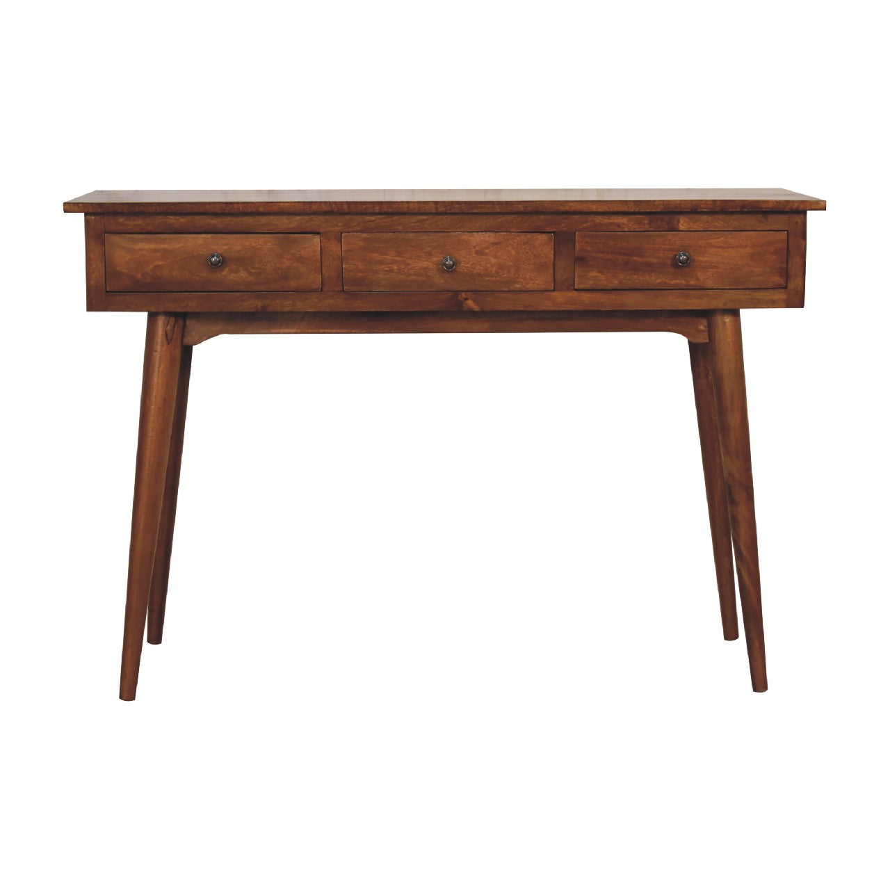 large chestnut hallway console table