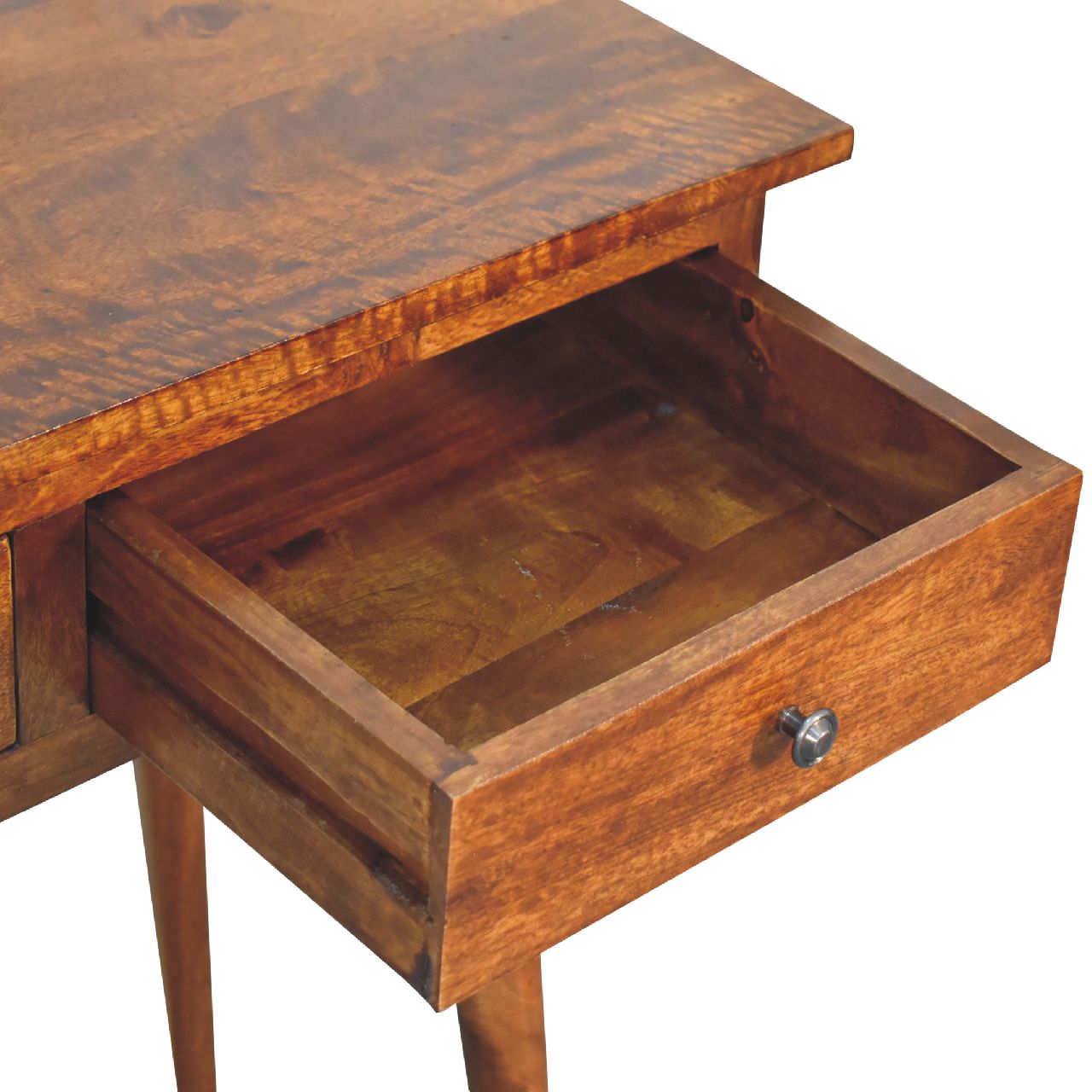 large chestnut hallway console table