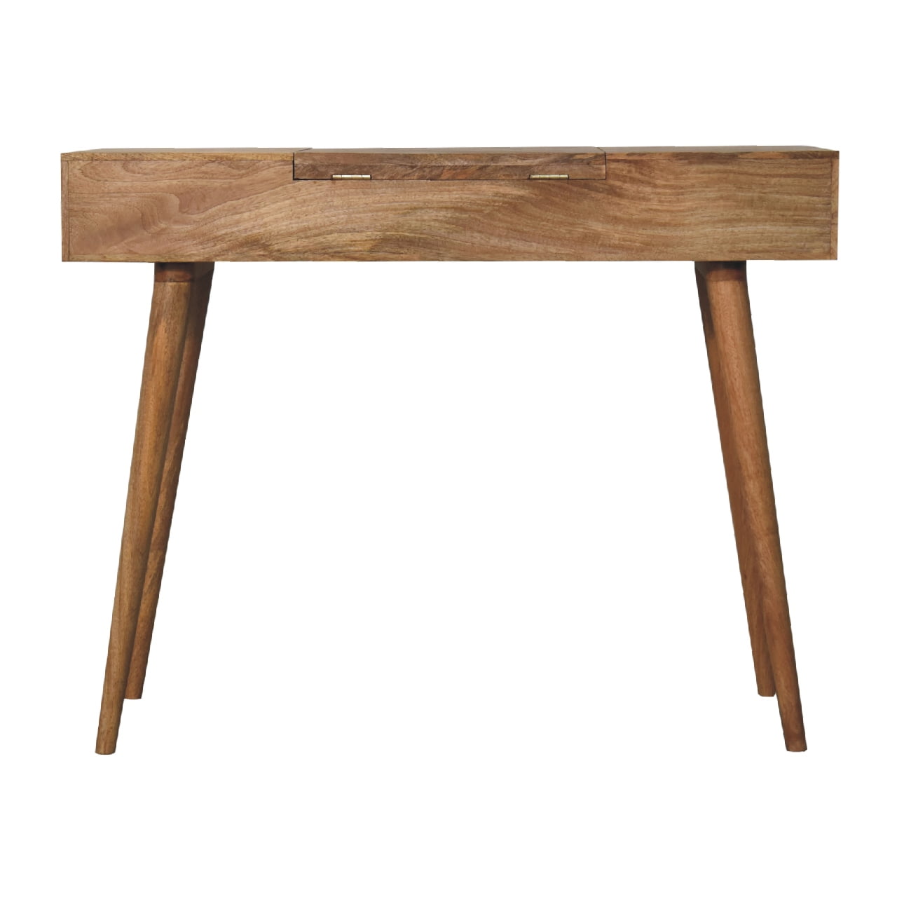 oak ish dressing table with foldable mirror