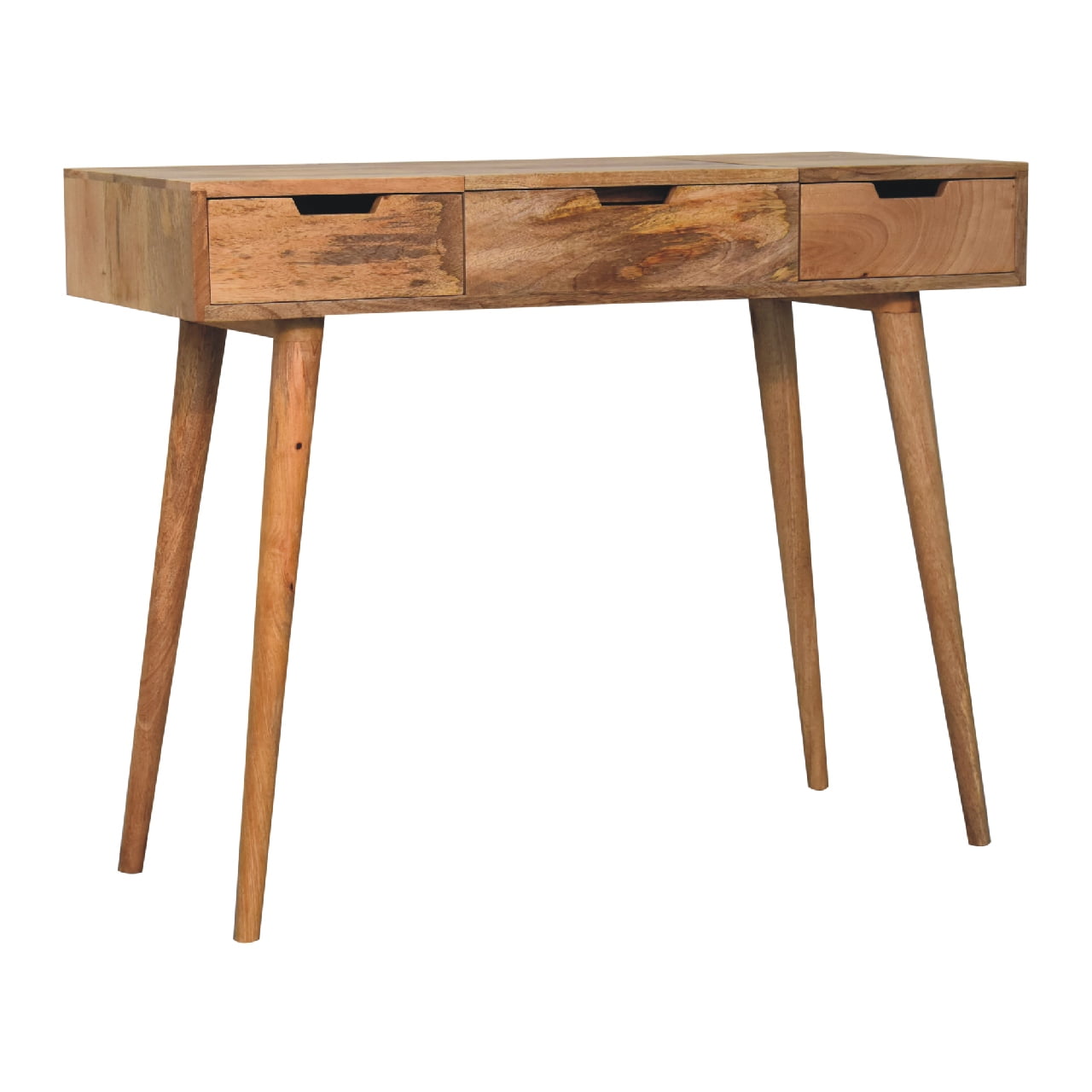 oak ish dressing table with foldable mirror