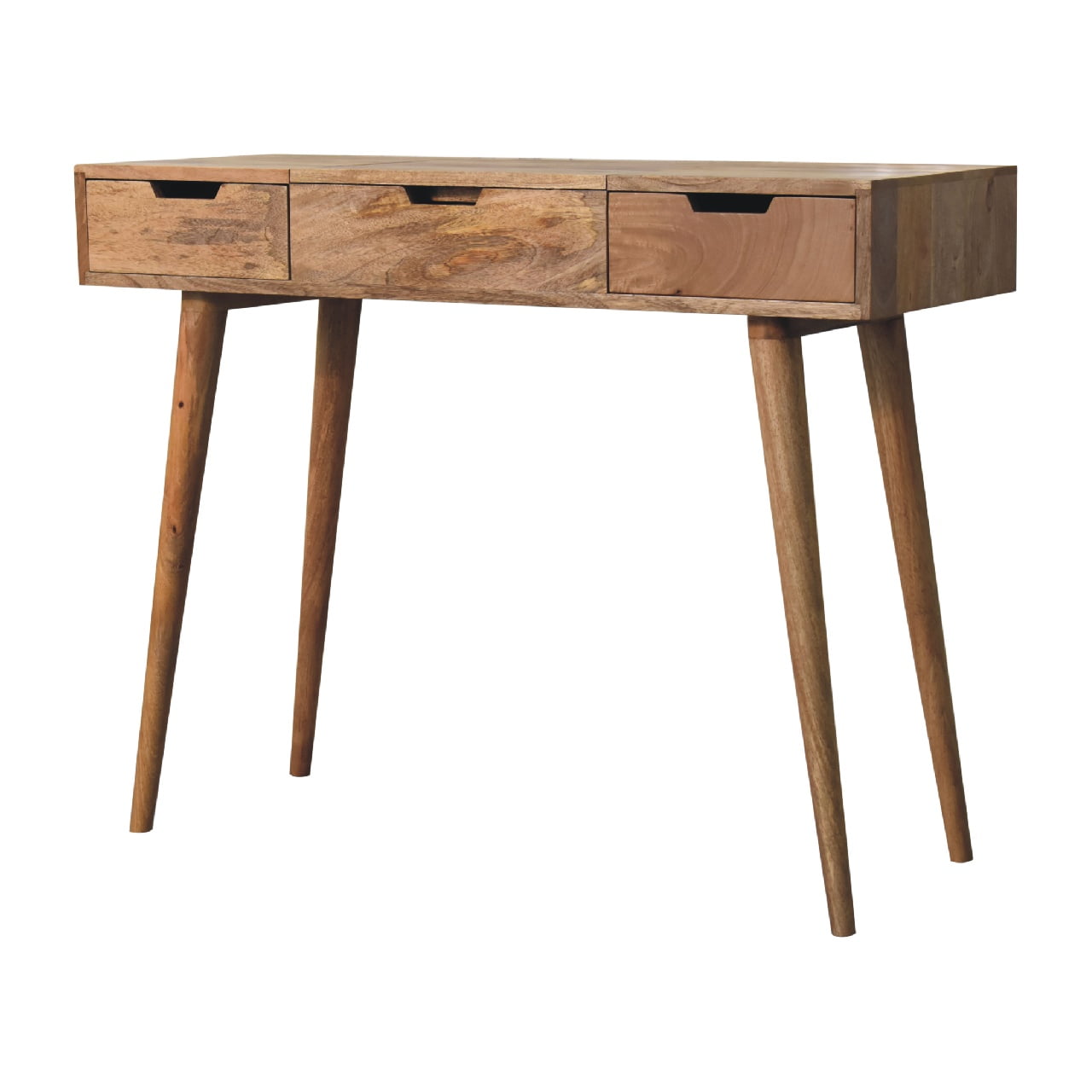 oak ish dressing table with foldable mirror