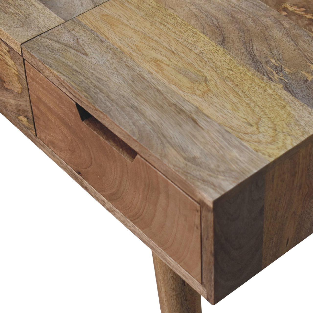 oak ish dressing table with foldable mirror