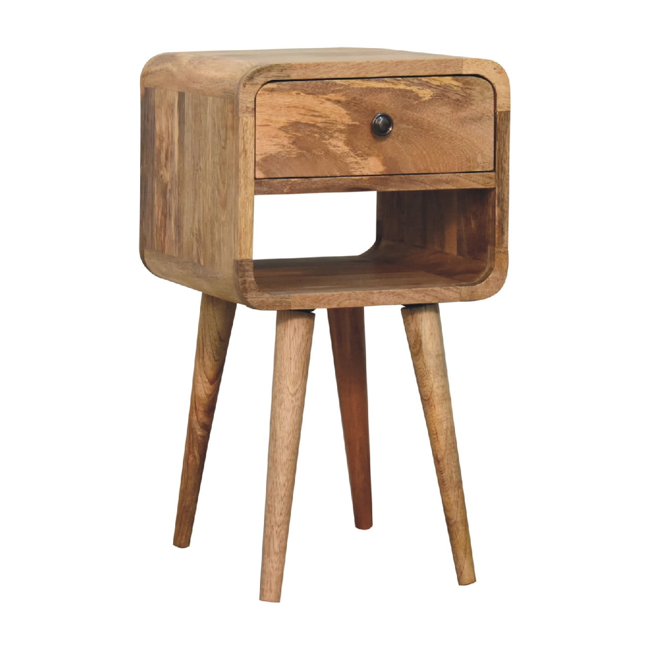mini oak ish curved bedside 1