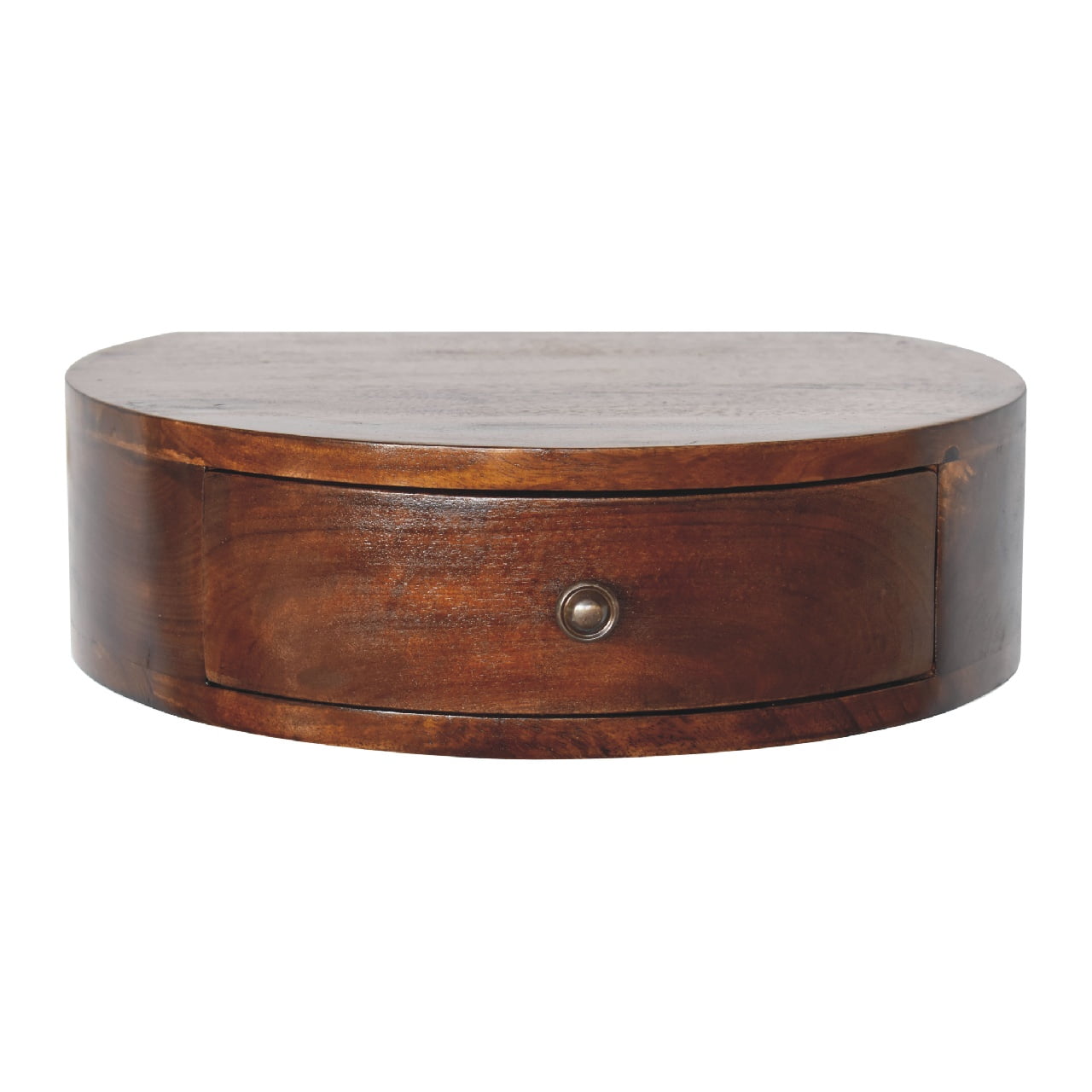 wall mounted rounded chestnut bedside
