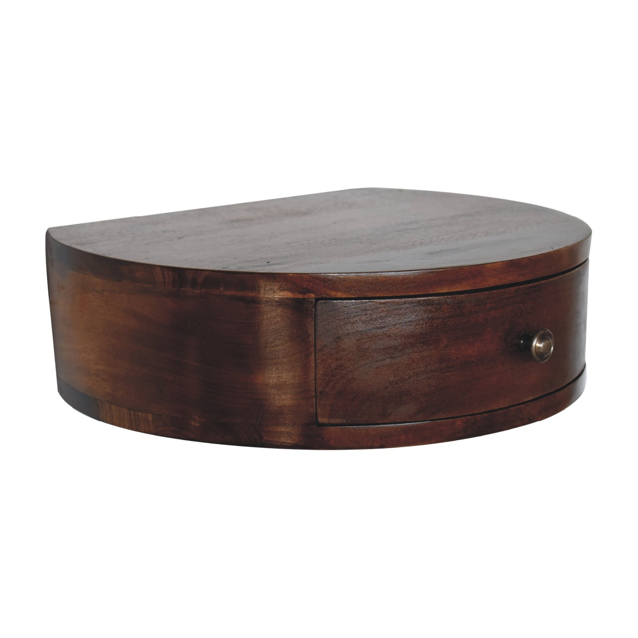 wall mounted rounded chestnut bedside