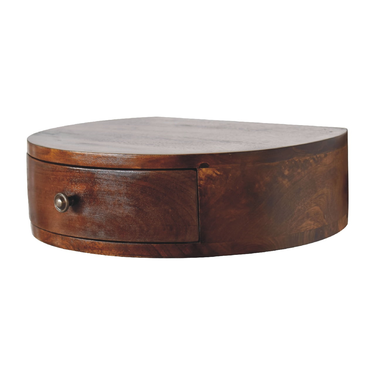 wall mounted rounded chestnut bedside