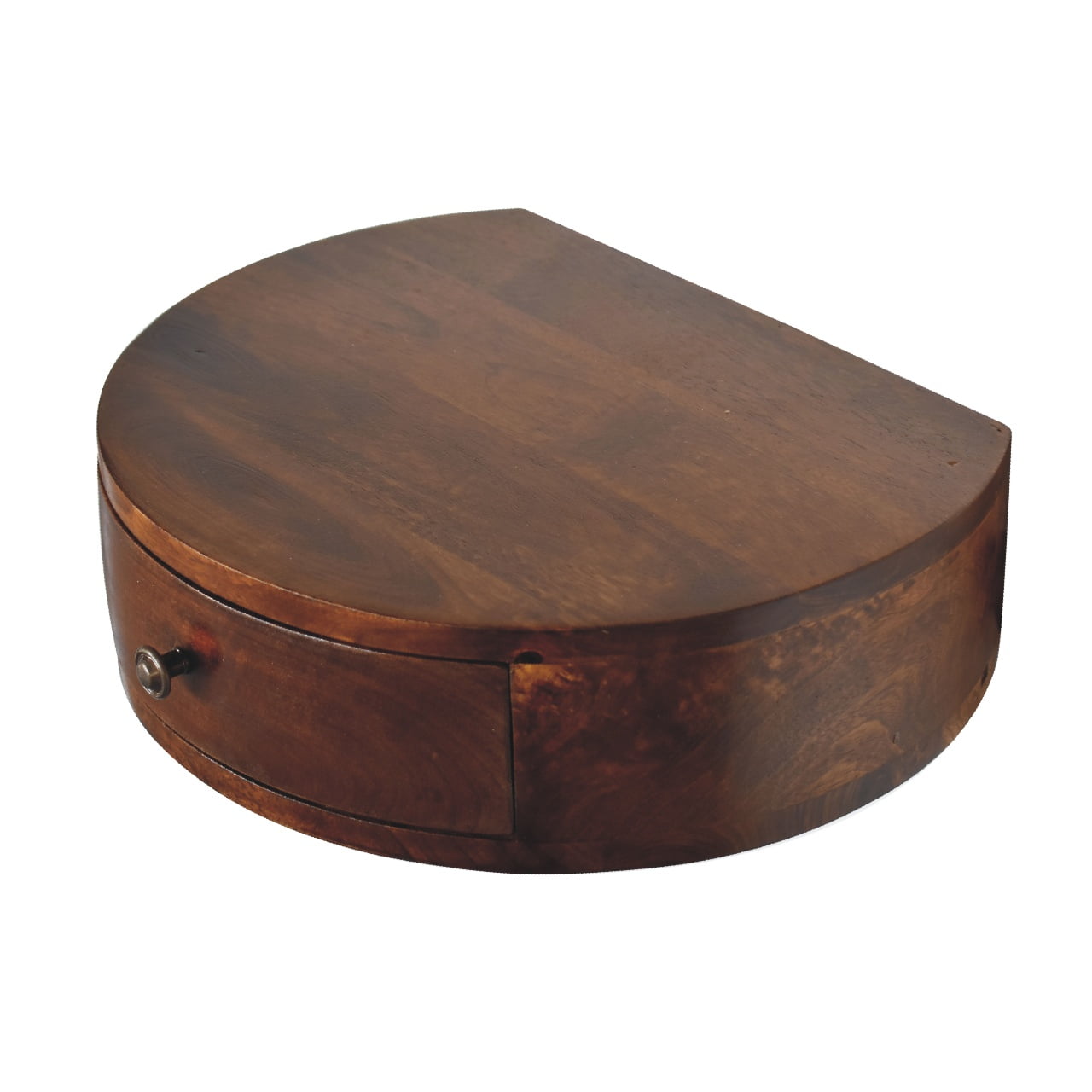 wall mounted rounded chestnut bedside
