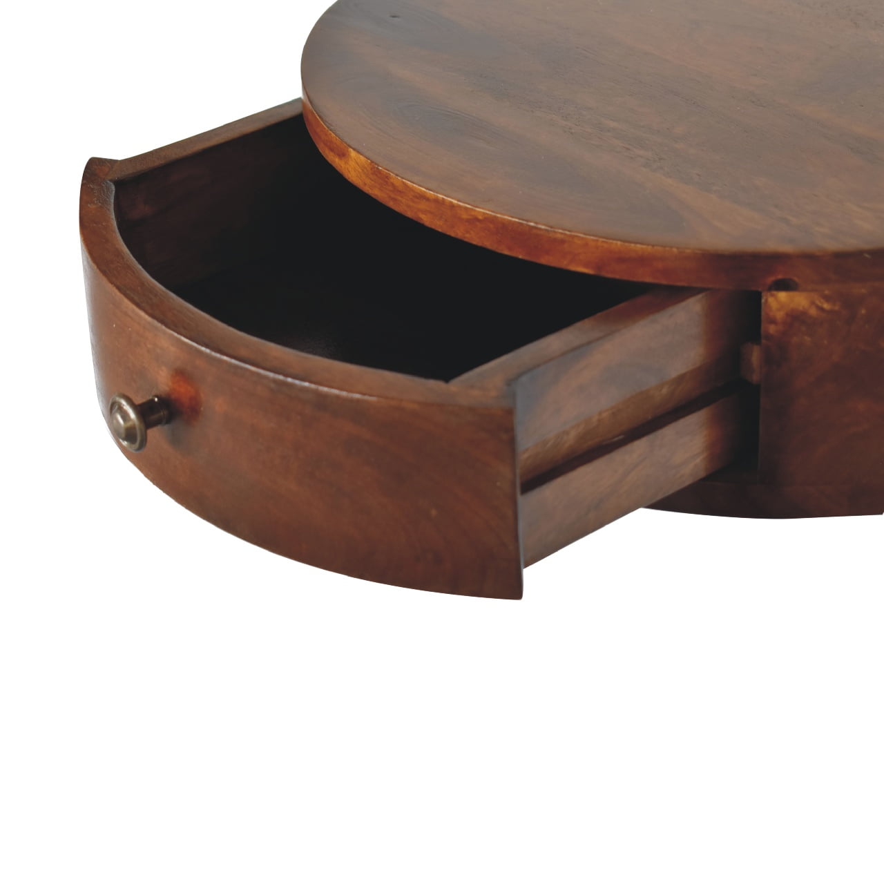 wall mounted rounded chestnut bedside