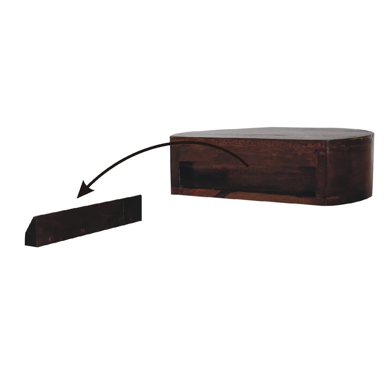 wall mounted rounded chestnut bedside