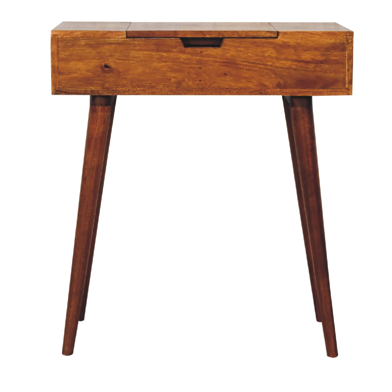 mini chestnut dressing table with foldable mirror 1