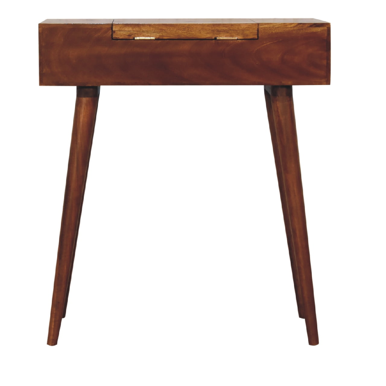 mini chestnut dressing table with foldable mirror 1